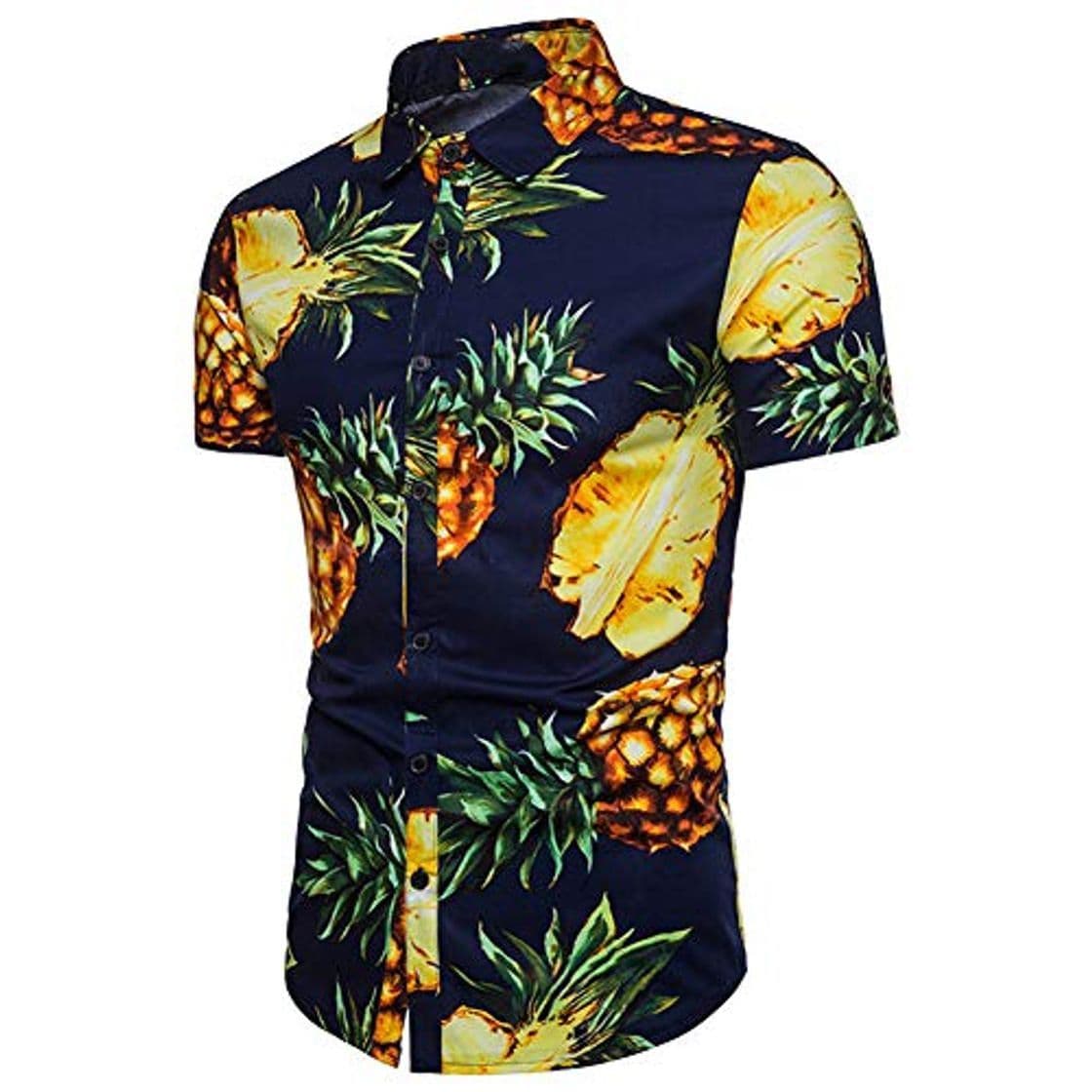 Moda Momangel Camisa con Estampado De PiñA para Hombres De Verano Hawaii Beach