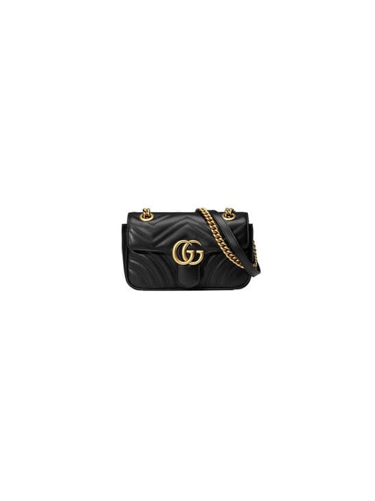 Product Black Leather GG Marmont Small Matelassé Shoulder Bag With ...