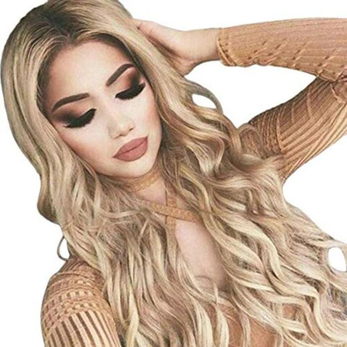 Product Ayhvia Mujeres Platino Rubio Peluca Completa Señoras Rizadas Rizadas Pelucas De Moda Ombre Cosplay Dark Root Medio Flequillo Parte Pelo Rizado Sintético Peluca Suelta