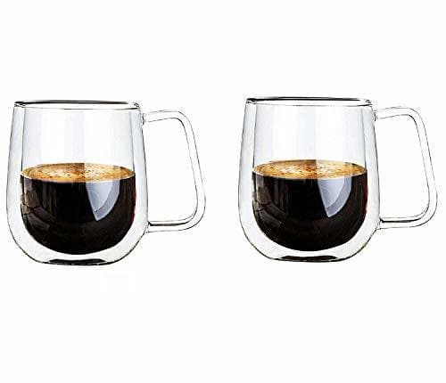 Product Vicloon Cristal Vidrio de Doble Pared, Taza de Cafe Doble 250 ml,