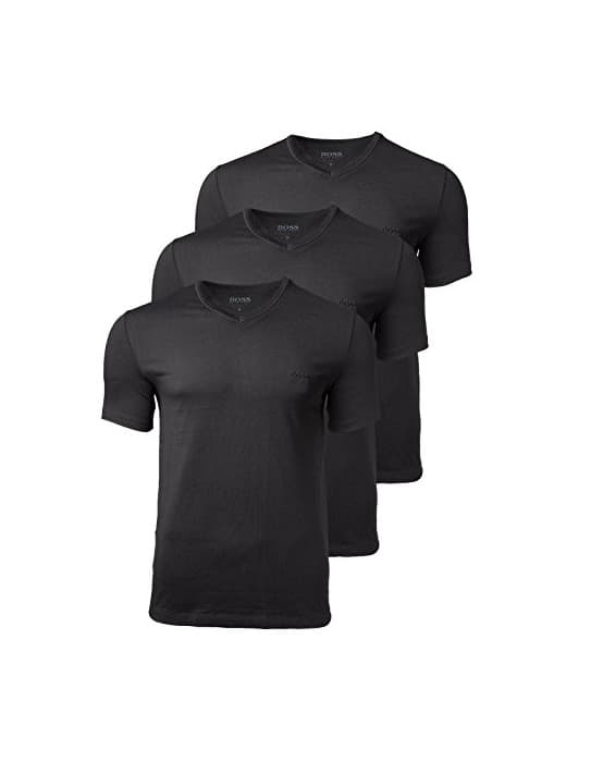 Moda BOSS Hugo 3 Pack Cotton Classic V-Cuello de la Camiseta, Monocromo, Camisa