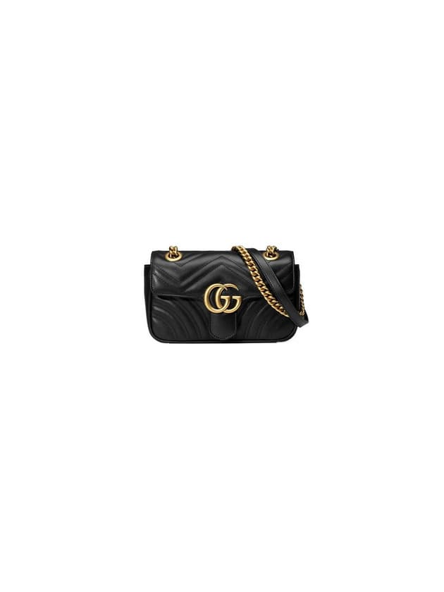 Product Black Leather GG Marmont Small Matelassé Shoulder Bag With ...