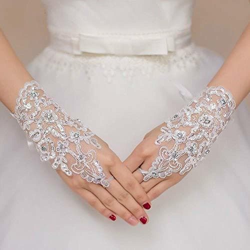 Product Fat Mashroom Guantes Cortos de Novia en Blanco o Marfil Sin Dedos