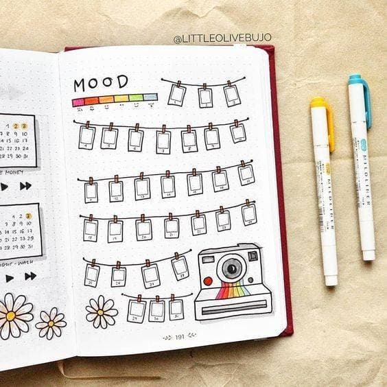 Moda bullet journal mood tracker