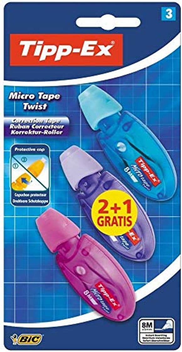 Product BIC Tipp-Ex Micro Tape Twist - Blíster de 3 cintas correctoras de