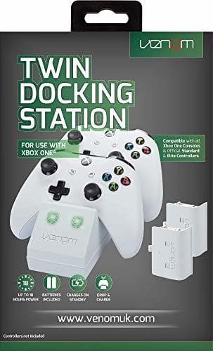 Electronic Venom - Twin Docking Station & Battery Packs Con Cubiertas, Color Blanco