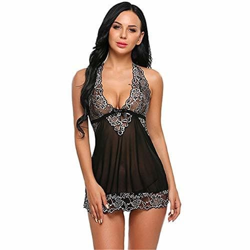 Fashion UICICI Halter Lace Lingerie Sexy Hot Erotic Underwear Women Mini Babydoll Dress