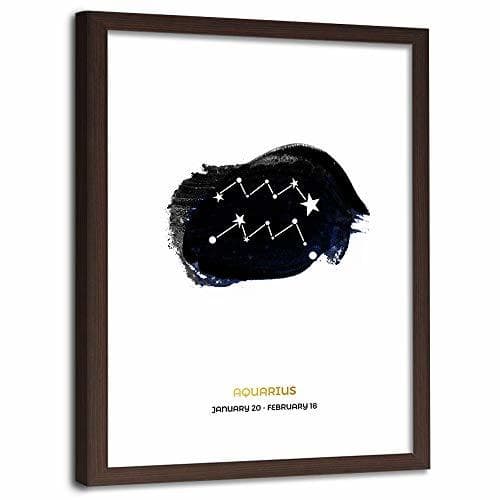 Producto Feeby Cuadro Enmarcado marrón Acuario Imagen Zodiaco Aquarius Azúl 60x90 cm