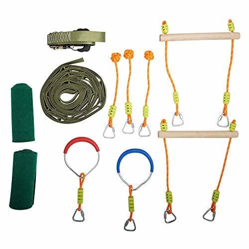 Producto HAPPYPIE Ninja Slackline Monkey Bar Kit Outdoor Tree Hanging Obstacles Line Accessories