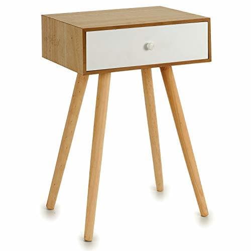 Elemento de la categoría hogar TU TENDENCIA ÚNICA Mesa Auxiliar con 1 Cajon y Patas de Madera.