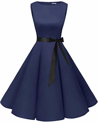 Fashion Bbonlinedress 50s Vestidos Vintage Retro Rockabilly Clásico Navy 3XL