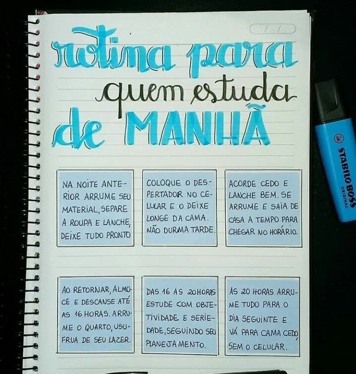 Moda ROTINA PARA QUEM ESTUDA DE MANHÃ 