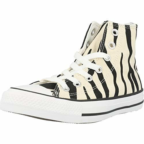 Fashion Converse Chuck Taylor All Star Zebra Print Hi Negro/Beige