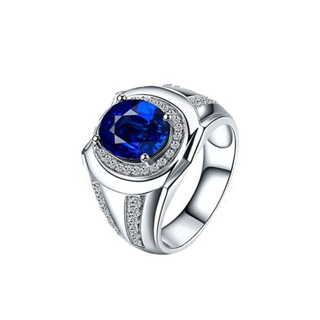 Product YCGEMS Anillo clásico de Zafiro o Diamante para Hombre, engastado en Piedra