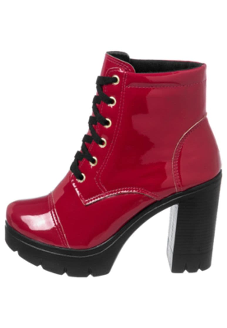 Fashion Bota Sacolei Plataforma Tratorada Vermelho Verniz - Dafiti