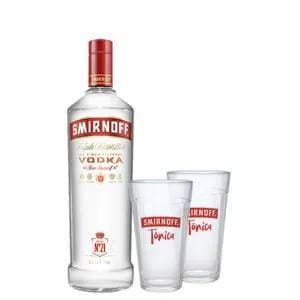 Fashion COMBO VODKA SMIRNOFF 998ML + 2 COPOS DE VIDRO SMIRNOFF