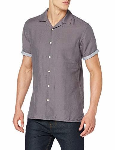 Product Springfield Linen Bowling Short Camisa Casual, Gris