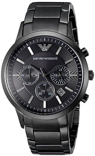 Place Reloj Emporio Armani de cuarzo con esfera negra y cronógrafo de acero