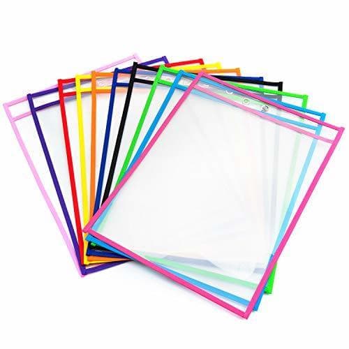 Producto Vordas 10 Piezas Resuable Dry Erase Pockets Papelería Suministros, Ideal para Uso