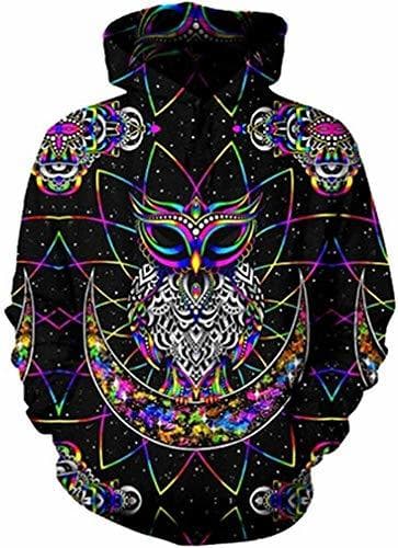 Moda weande Primavera Otoño Sudaderas con Capucha Sudaderas Fleece 3D Impreso Búho Sudadera