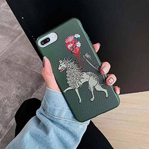 Electronic JVIJKHUY Accesorios para telefonos moviles Patrón de cuadrícula Relieve Unicornio Demonio Floral