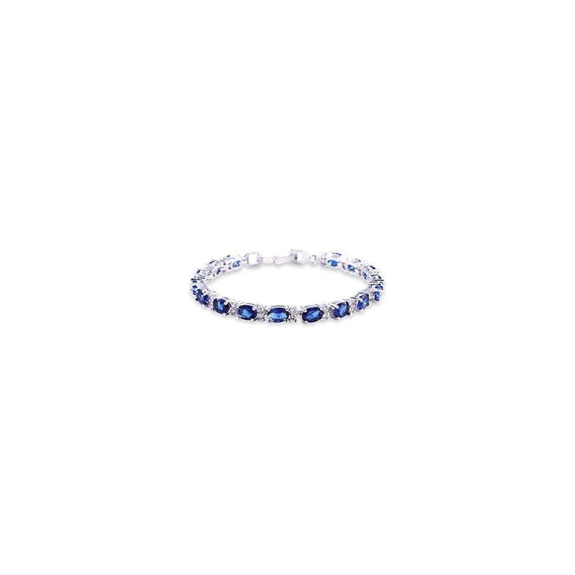 Fashion GULICX Oro Blanco galvanizado circonita Azul Cristal Pulsera Romana Tenis Pulsera Enlace