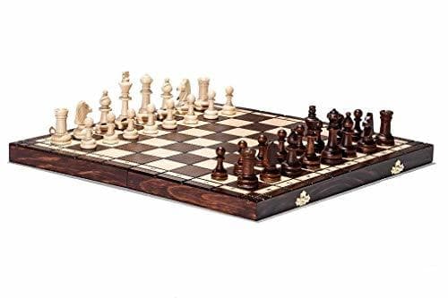 Product Brand New Hand Crafted Tournament 76 Wooden Chess Set 39cm x 39cm