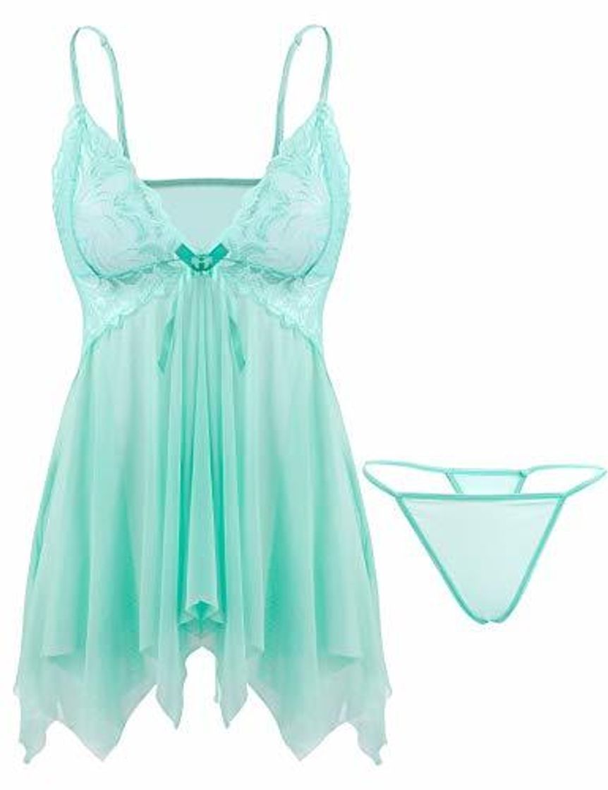 Product Aranmei Lencería Sexy Mujer Pijamas Babydoll Lingerie Asimétrico Sexy Camisones Encaje con