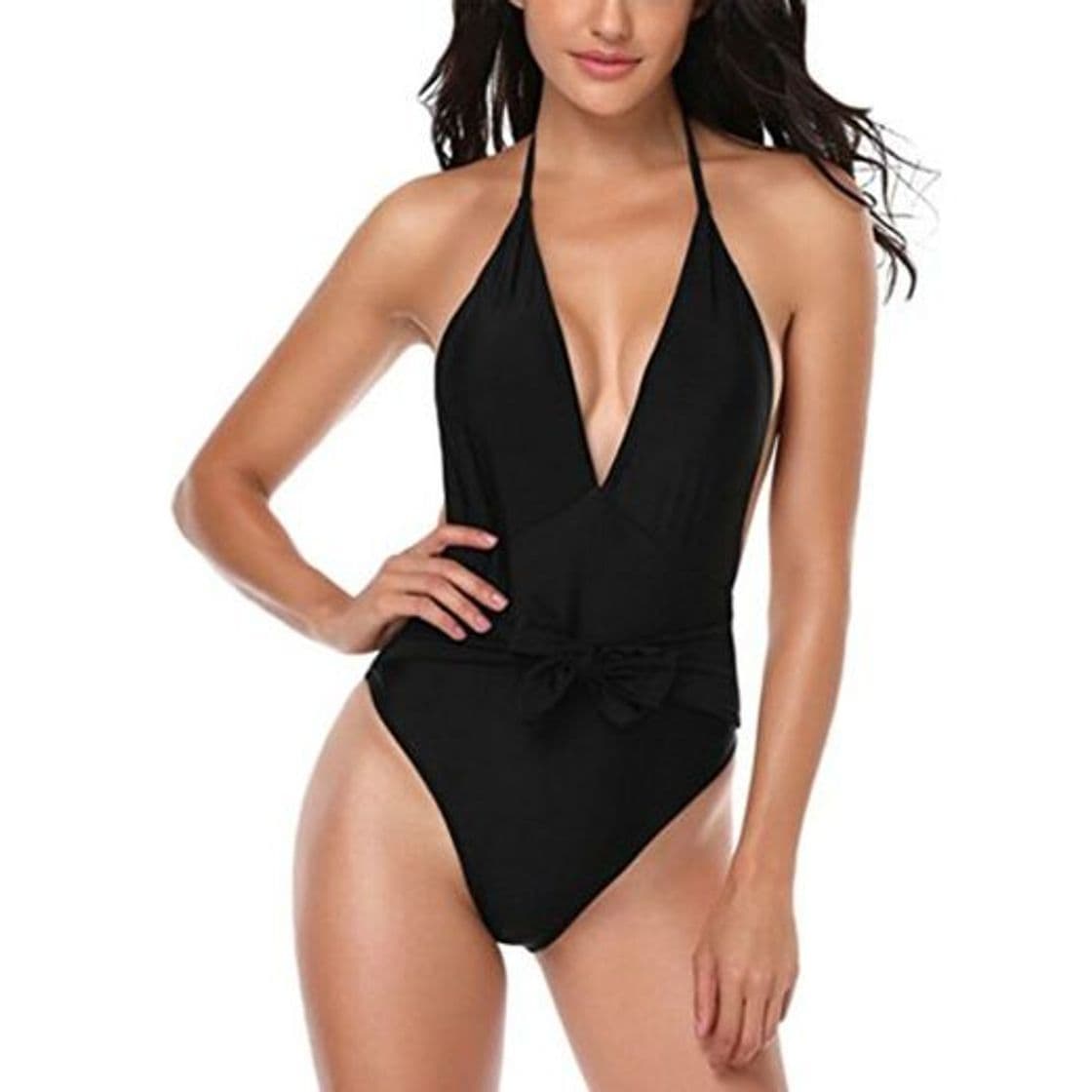 Fashion SUIWO Baño Mujeres Cabestro Bikini de Talle Alto de una Pieza Tankini