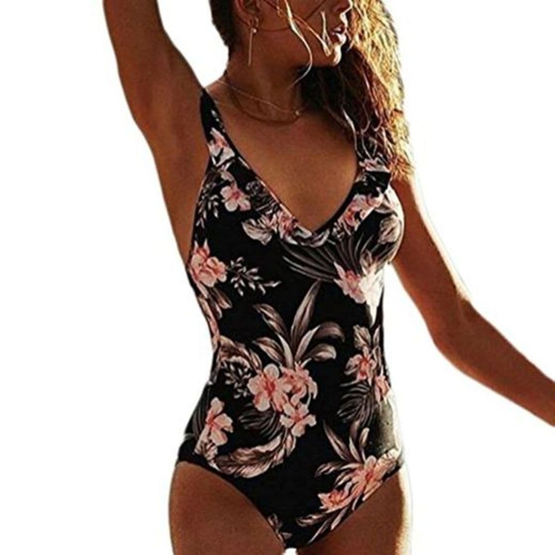 Fashion SUIWO Baño Mujeres Cabestro Bikini de Talle Alto de una Pieza