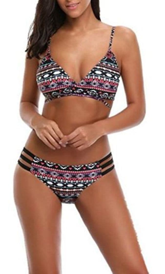 Fashion SUIWO Halter de Las Mujeres del bikiní del Traje de baño de Split 2 Piezas Tankini Traje de baño Traje de baño de Verano de Las señoras Digital Impreso Traje de baño Bikini de Tela Escocesa Monikini