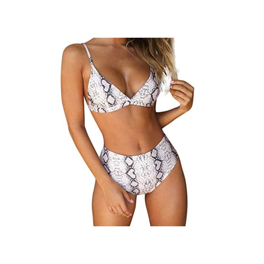 Producto Conjunto de Bikini Mujer de Cintura Alta Traje de Baño de Dos Piezas Sexy con Estampado Serpiente Leopardo Bohemio BañAdores con Relleno Sujetador Tops y Braguitas vikinis riou