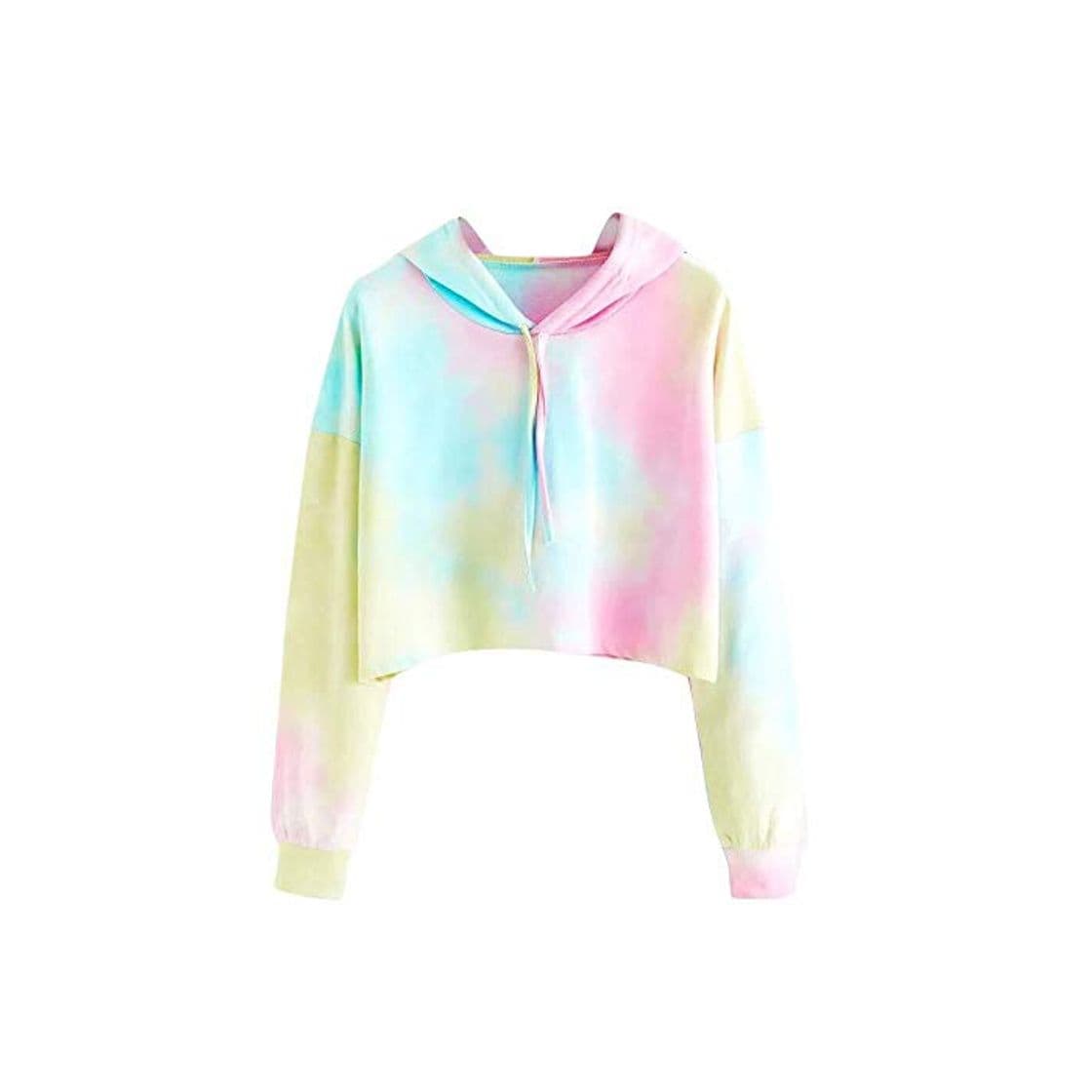 Fashion Sudadera con Capucha De Color Degradado para Mujer Sudadera Corta Ropa de Fiesta De Manga Larga Tops De Manga Larga Sudadera con Capucha Tie Dye Crop Tops Mgmgy Mujeres Pullover Crop Tops