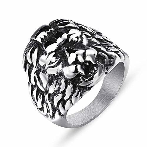 Place Valily Men's Lion Ring Biker de Acero Inoxidable Gothic Lion Head Ring