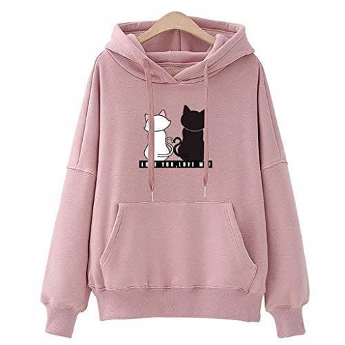 Fashion MEIbax Mujeres Casual Moda Sudaderas con Capucha Color sólido Linda Bote Gato