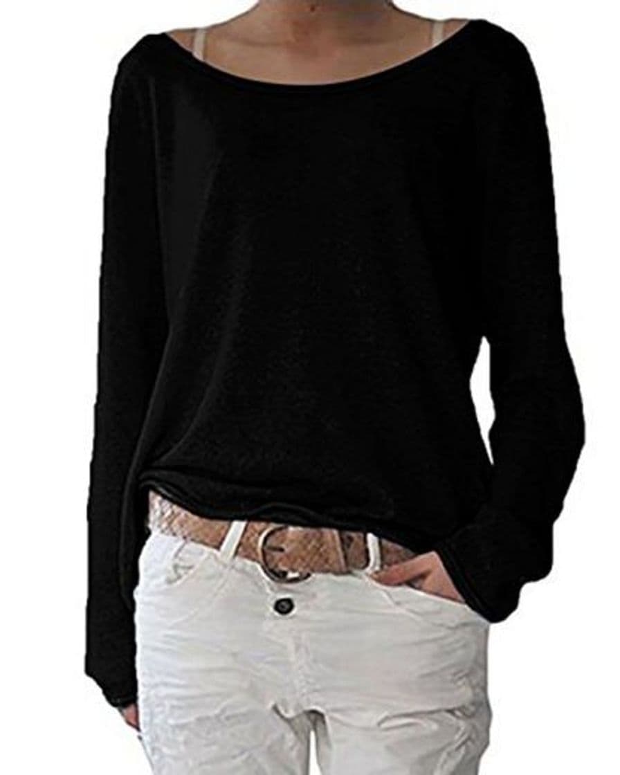 Product ZANZEA Mujer Blusa Holgada de Manga Larga para Mujer Camisa Camisa Extragrande Tops Negro Large