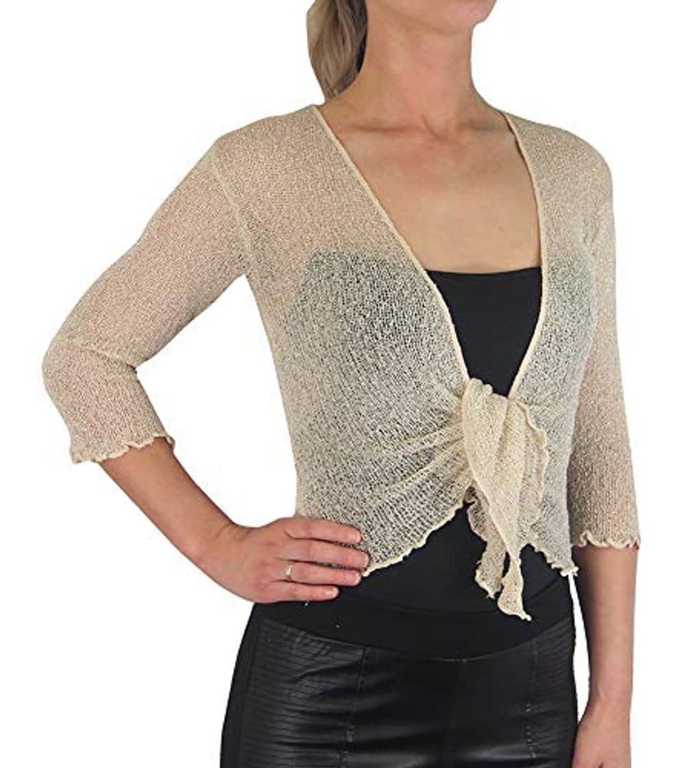 Producto Mimosa Mujer Crochet Bolero Brillo Liso de Encaje Elastico Cardigan Abierto