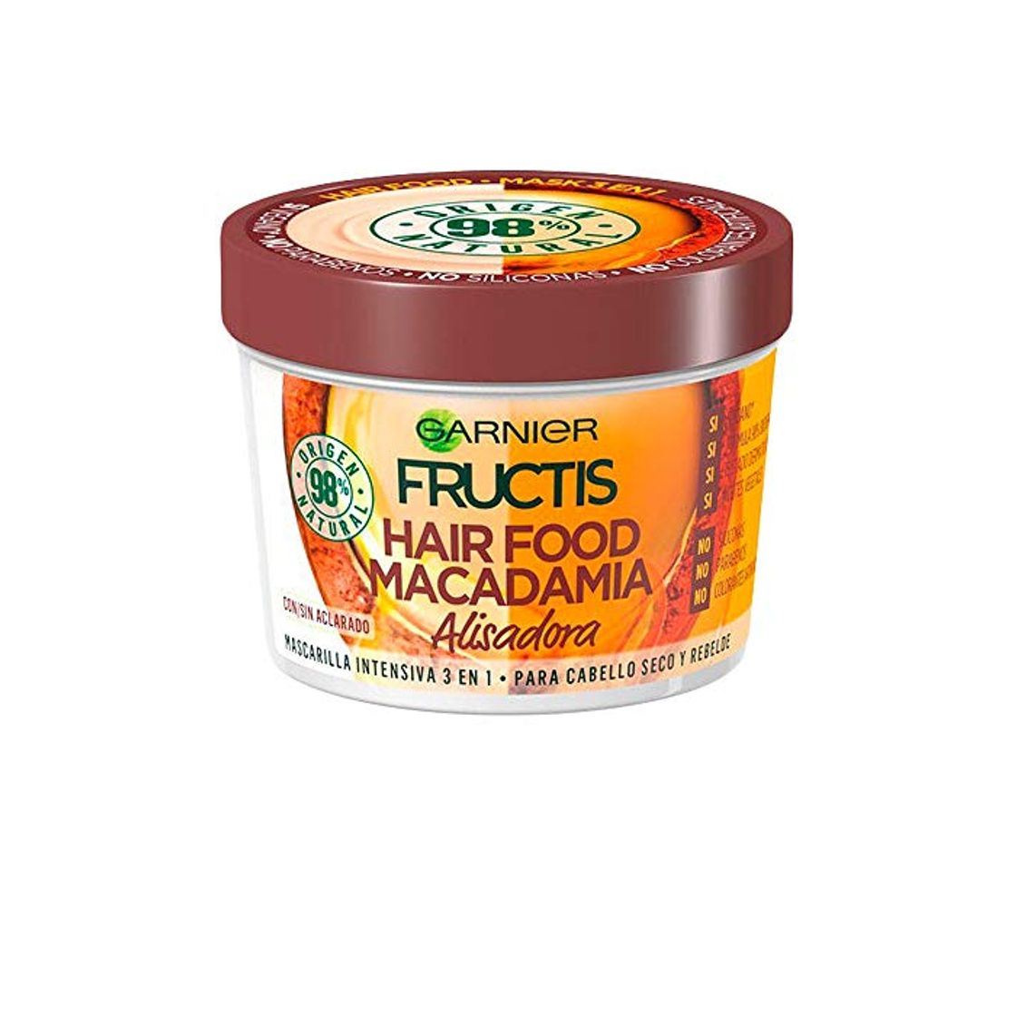 Belleza Fructis mascarilla intensiva hair food macadamia alisadora para cabello seco y rebelde