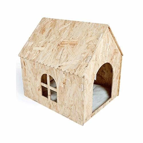 Place Giow Cama para Mascotas Eco Friendly Nature Wooden Dog Cat Pet House