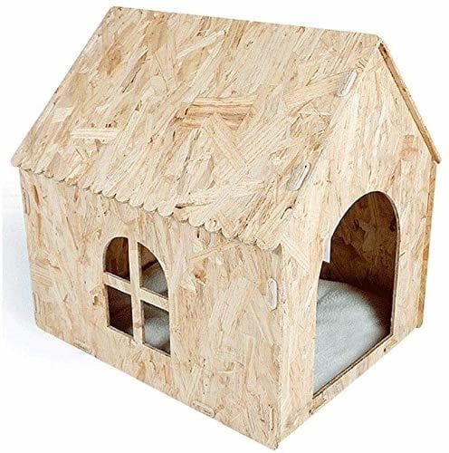 Place Cama para Mascotas Eco Friendly Nature Wooden Dog Cat Pet House Cave