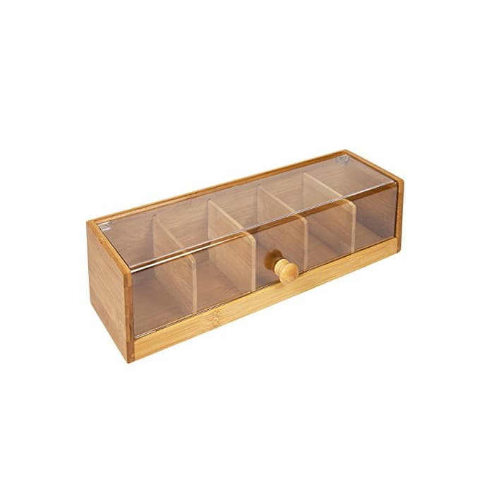 Home woodluv. Caja de 5 compartimientos para bolsitas de té en bambú