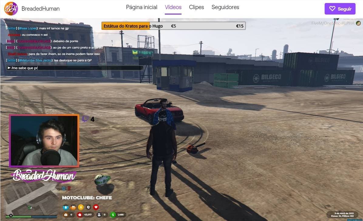 Videogames GTA V RP para testar as minhas acting skills  BreadedHuman