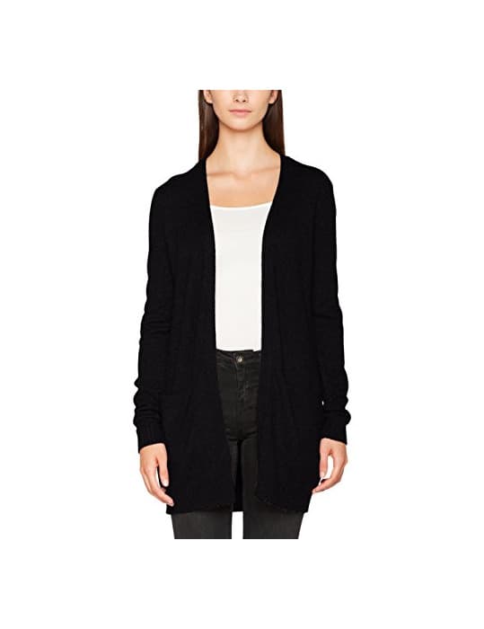 Moda Vila Clothes Viril L/s Open Knit Cardigan-Noos Chaqueta Punto, Negro