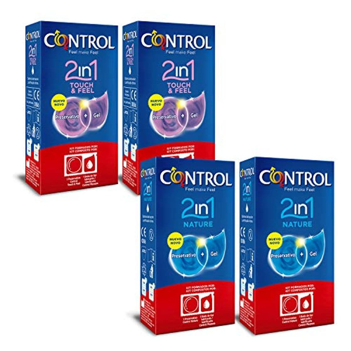 Product CONTROL Kit de 4 cajas de preservativos 2in1: 2 cajas Nature