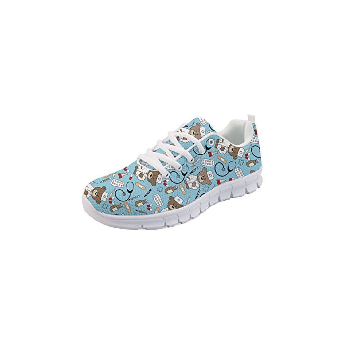 Producto Coloranimal Women's Air Cushion Lightweight Sneakers Casual DailyShoes Trail Running Shoes Cute Cartoon Pediatrics Nurse Bear Design Lace Up Footwear