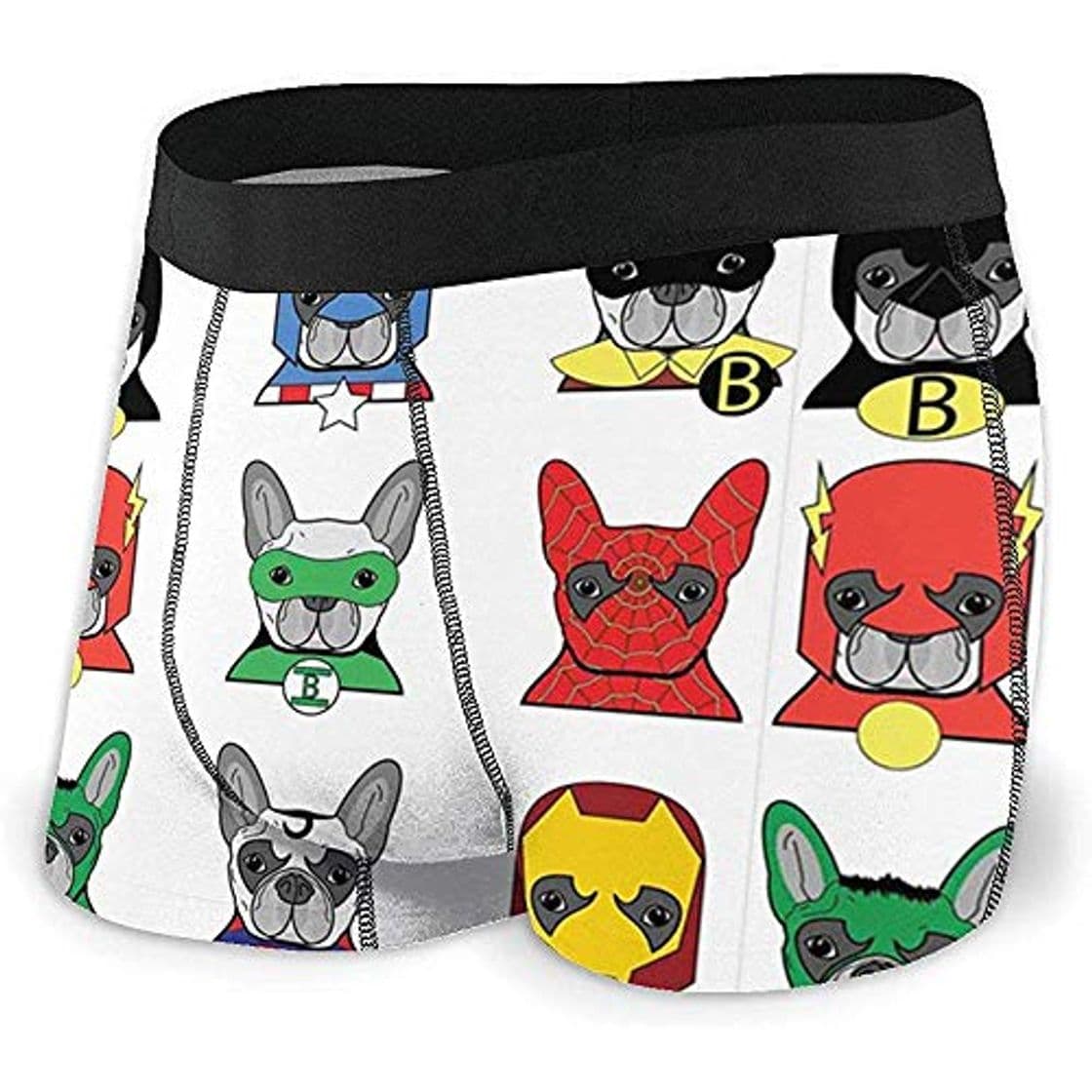 Product Bulldog Fun Cartoon Mens No Ride Up Boxer Briefs Sexy Ropa Interior de Secado rápido Shorts de poliéster Spandex para Hombres Talla L