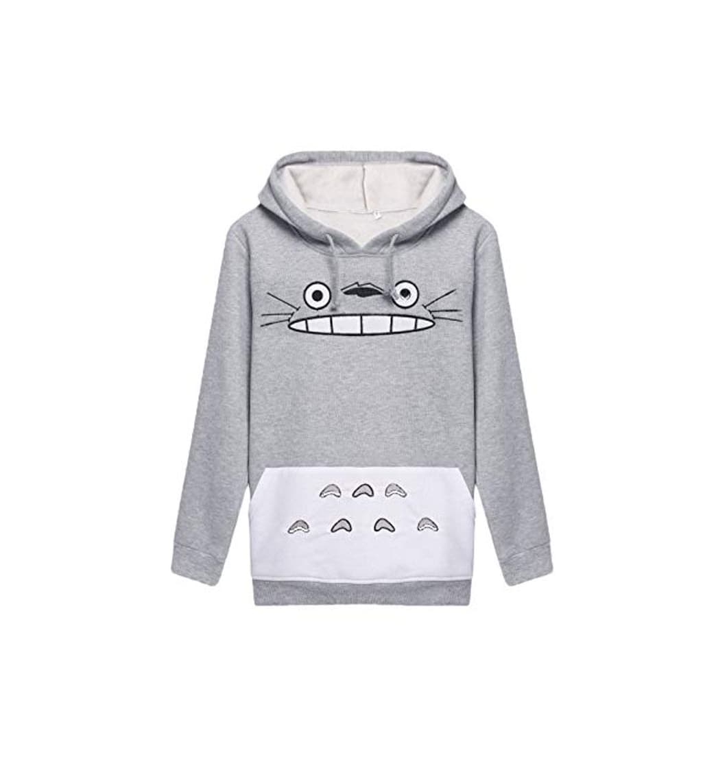 Moda Fortuning's JDS Mujer Totoro Imprimir Manga Larga Encapuchado Pullover Sudadera Escudo Bolsillo