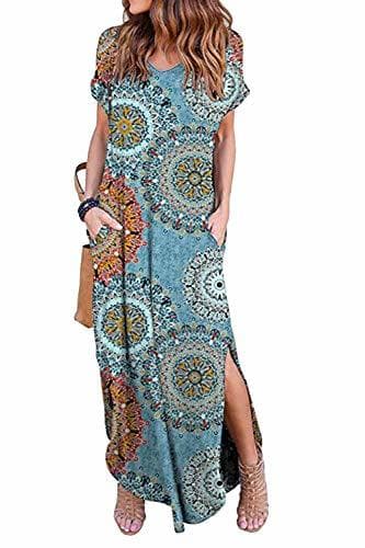 Producto Vestidos Mujer Casual Playa Largos Verano Floral Vestido Boho Hendidura Falda Larga