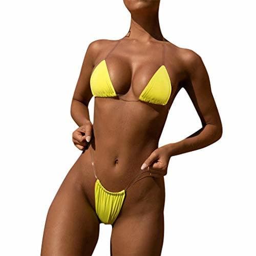 Product Bikinis Mujer 2019 Push up Sexy Bikini de Tres Puntos Transparente Brasileños