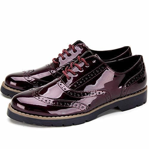 Fashion Zapatos de Cordones Oxford Derby para Mujer - Zapatos Brogue Mujer Negro